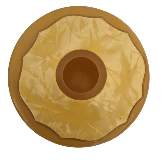 VTG Butterscotch Bakelite Style Hair Receiver Lidded Vanity Dish Amber Retro Box - Picture 2 of 5